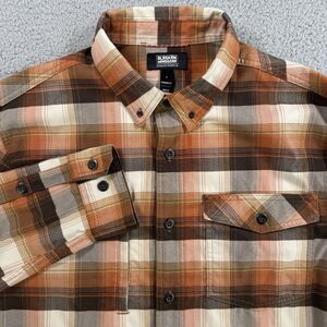 Alaskan Hardgear Shirt Mens L Brown Flannel Plaid Button Down Long Sleeve
